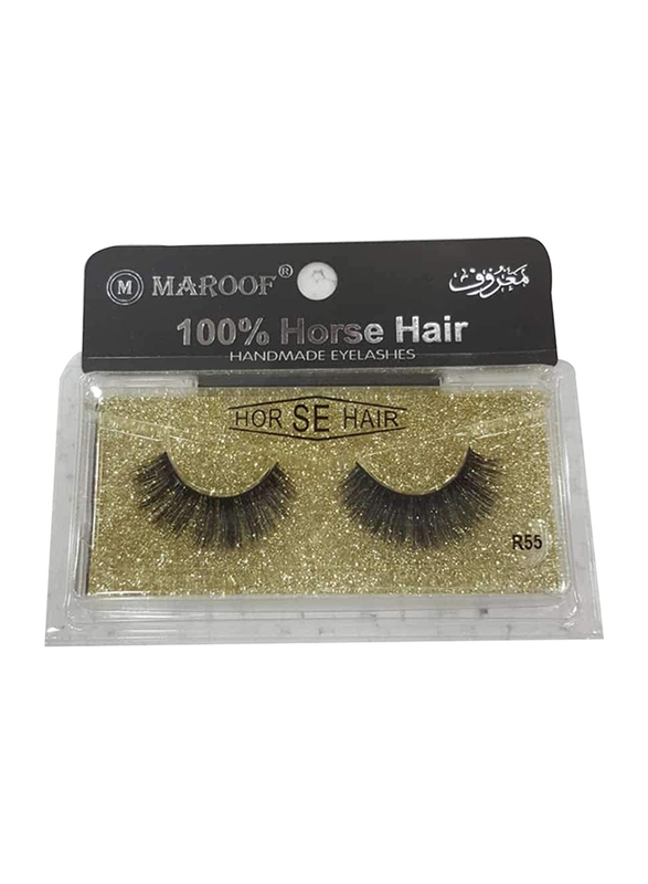 Maroof Mink 3D Hair Handmade Eyelashes, R55 Black, Black